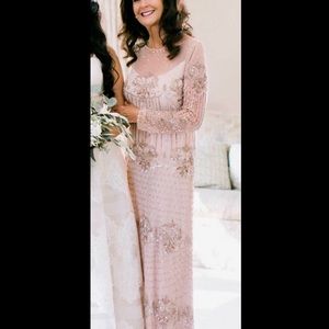 SOLD.         A mother of the bride dress, heavily sequenced, gold and silver